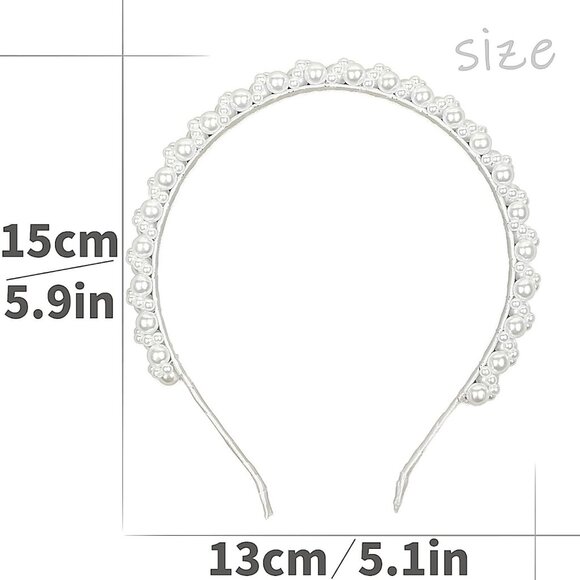 Pearl White Artificial Pearl Rhinestones Hairbands Fashion Bling Beaded s Bridal - Picture 2 of 7